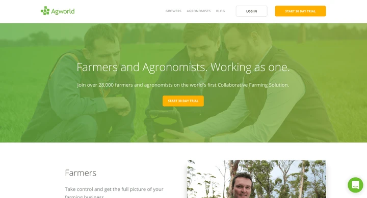 An image of the Agworld homepage