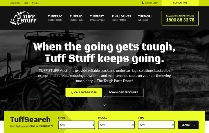 An image of the Tuff Stuff Australia homepage
