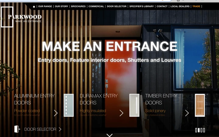 An image of the Parkwood homepage