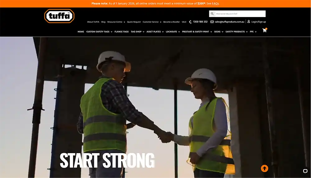 An image of the TUFFA homepage