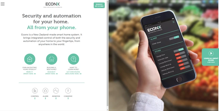 An image of the Econx homepage