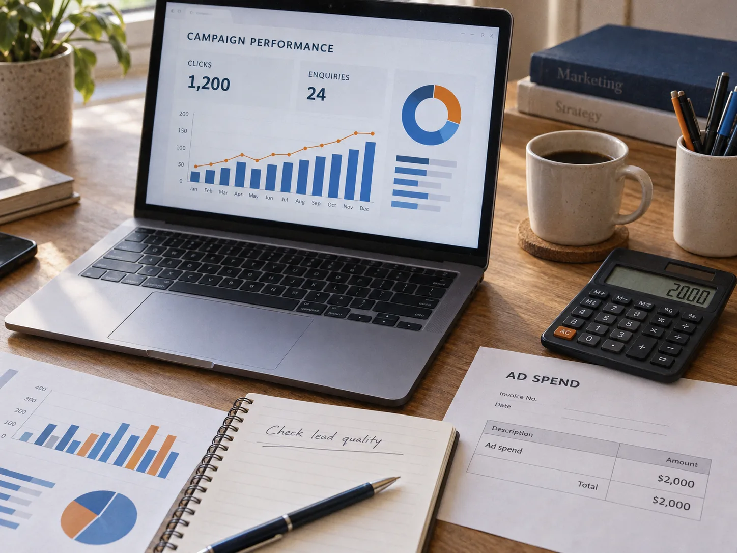 Advertising dashboard and reports being checked against commercial results